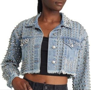 *Riverdale Wardrobe* Azalea Wang Distressed Studded Cropped Denim Jacket